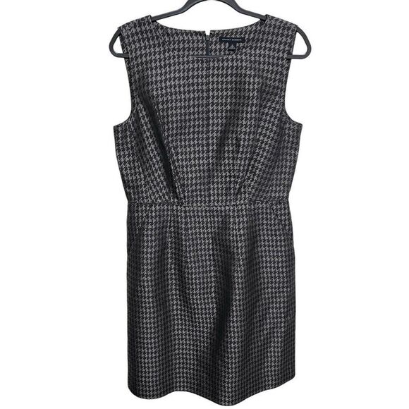 Banana Republic gray and black silk blend Houndstooth sheath dress with pockets - Picture 2 of 10